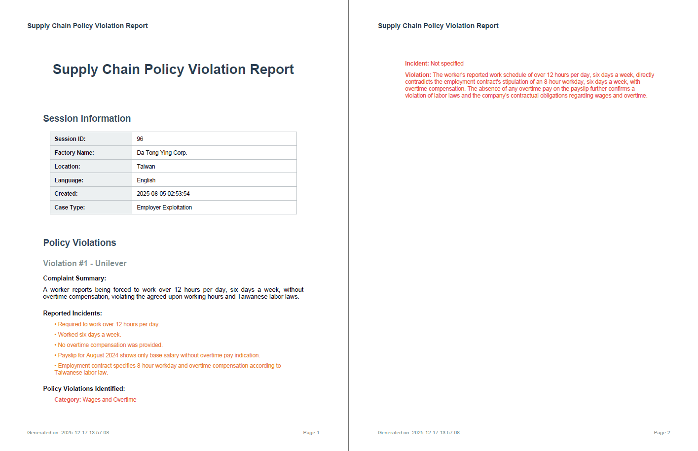 Review and documentation
